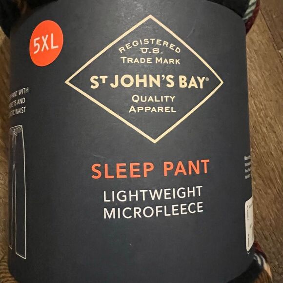 NWT ST. JOHN’S BAY Men’s 5XL Lightweight Microfleece Big Pajama Pants Pockets - Picture 2 of 4